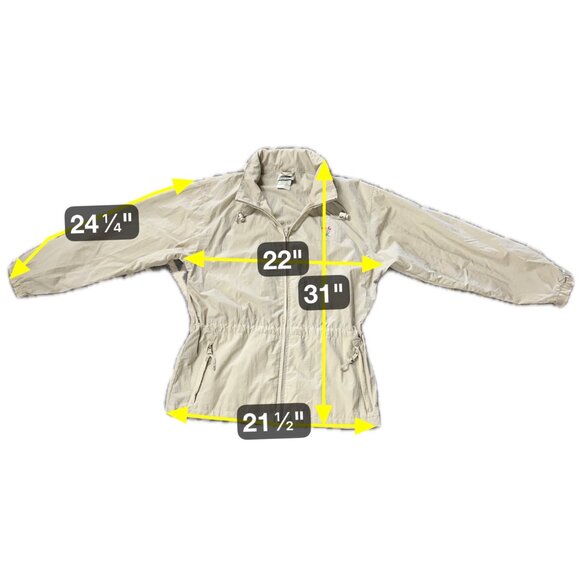 Vintage Windbreaker Jacket 1990s Northern Reflections Beige M Embroidered Tulips - Picture 9 of 9